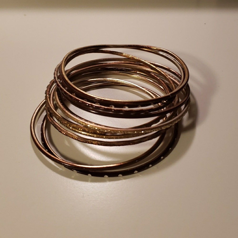 Gold/Brown sparkle bangle set